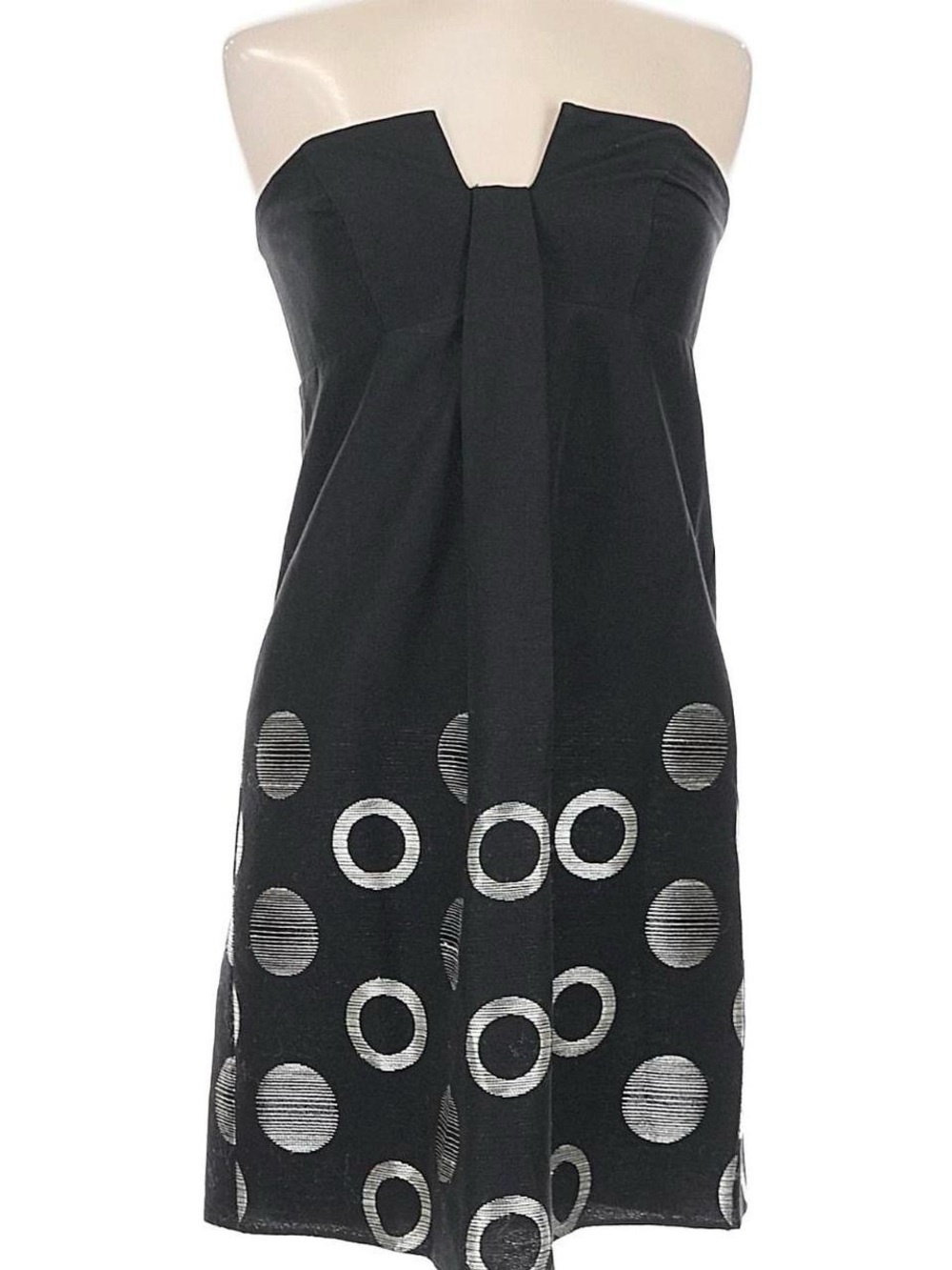 ABS Strapless Black Dress with Silver Circle Accent